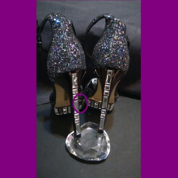 BOUTIQUE 9 sz 6.5 PURPLE BLUE COSMIC GLITTER HEELS RHINESTONE JEWEL GEMS - Picture 11 of 15